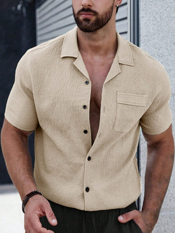Manfinity Homme Homme Chemise Unicolore À Bouton Avec Poche – Image 7