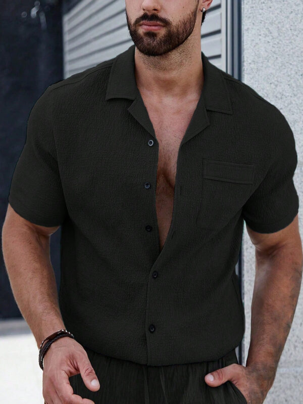 Manfinity Homme Homme Chemise Unicolore À Bouton Avec Poche – Image 8