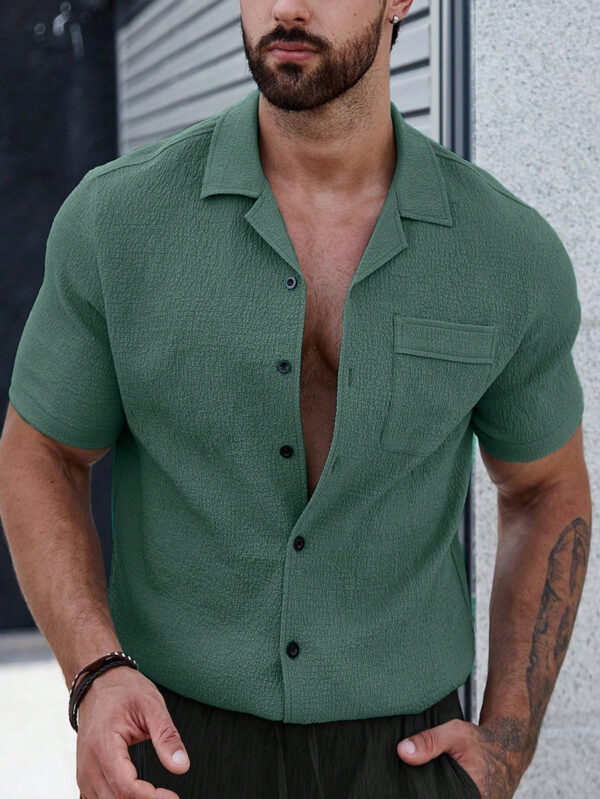Manfinity Homme Homme Chemise Unicolore À Bouton Avec Poche – Image 9