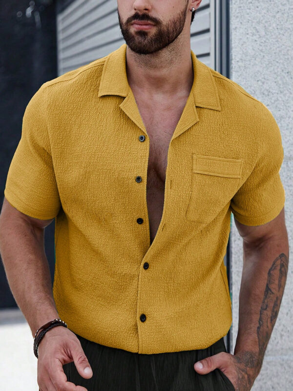 Manfinity Homme Homme Chemise Unicolore À Bouton Avec Poche – Image 10