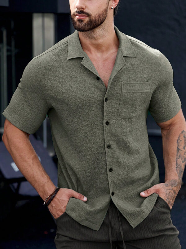 Manfinity Homme Homme Chemise Unicolore À Bouton Avec Poche – Image 14