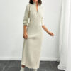 SHEIN Tall 1 pièce Robe longue décontractée à manches longues avec fermeture éclair de couleur unie – Image 3