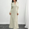 SHEIN Tall 1 pièce Robe longue décontractée à manches longues avec fermeture éclair de couleur unie – Image 6