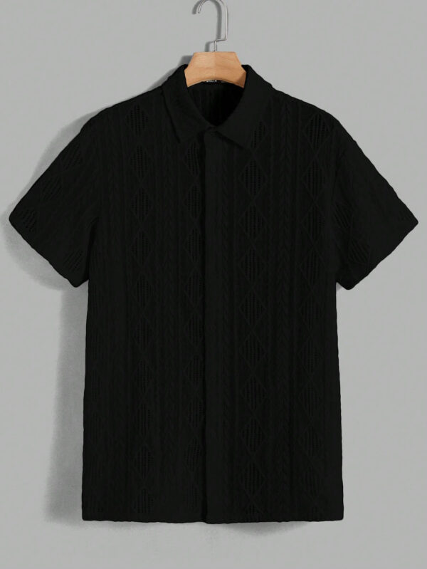 Manfinity Modomio Chemise d'été blanche pour homme, boutonnée, à manches courtes et ample avec col en crochet, parfaite pour les vacances – Image 2