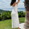 Robe pull en tricot pour femme, robe à motifs ajourés, élégante pour les vacances – Image 2
