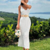 Robe pull en tricot pour femme, robe à motifs ajourés, élégante pour les vacances – Image 4