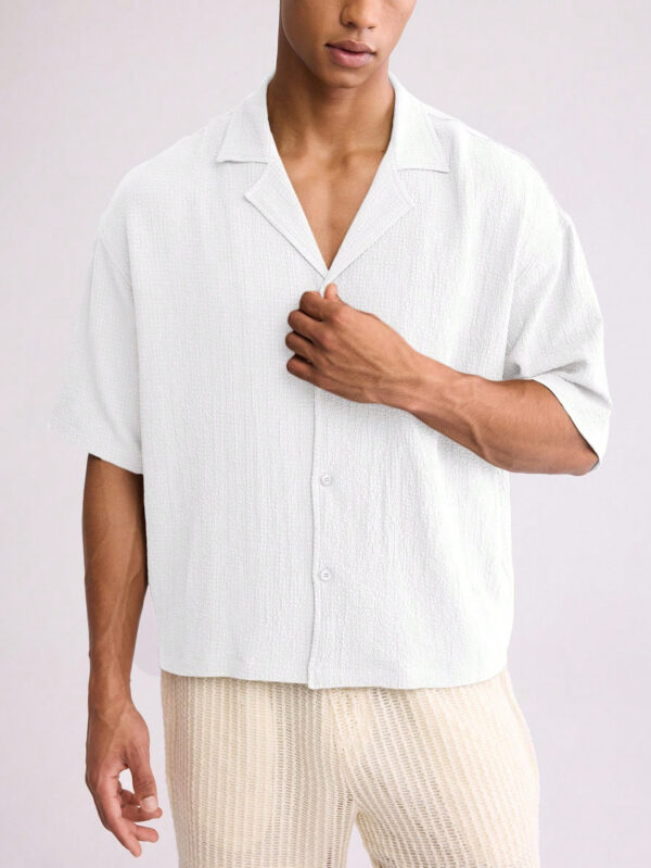 Forever 21 Chemise seersucker oversize et écourtée pour hommes, en vert