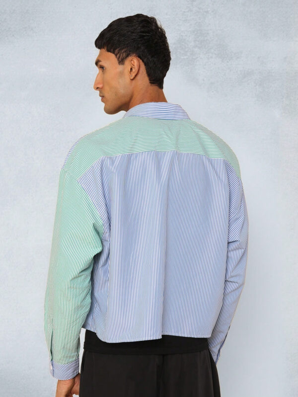 SUMWON Chemise à manches longues rayée avec bloc de couleur, recoupée – Image 2