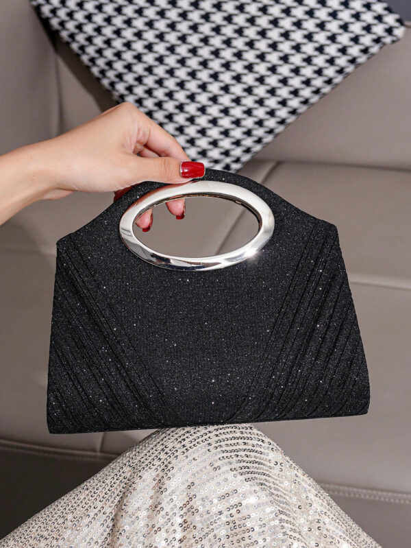 Sac seau léger, casual d'affaires avec décoration de strass. Sac mini à cordon coulissant. Sac transparent avec perle de faux, sac de soirée élégant et exquis. Luxe discret avec strass, parfait pour la fête, le dîner/banquet, la robe de fête de Noël, pour les filles, les femmes, les mariées – Image 3