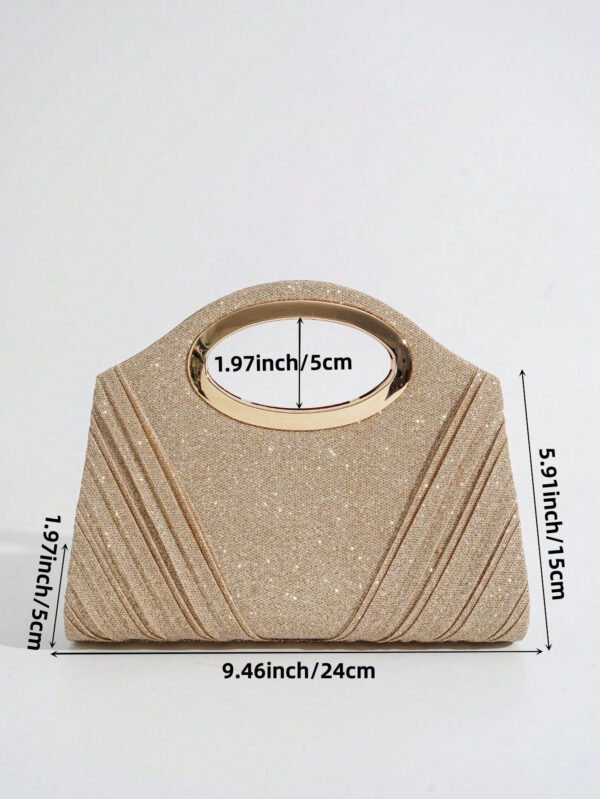 Sac seau léger, casual d'affaires avec décoration de strass. Sac mini à cordon coulissant. Sac transparent avec perle de faux, sac de soirée élégant et exquis. Luxe discret avec strass, parfait pour la fête, le dîner/banquet, la robe de fête de Noël, pour les filles, les femmes, les mariées – Image 4