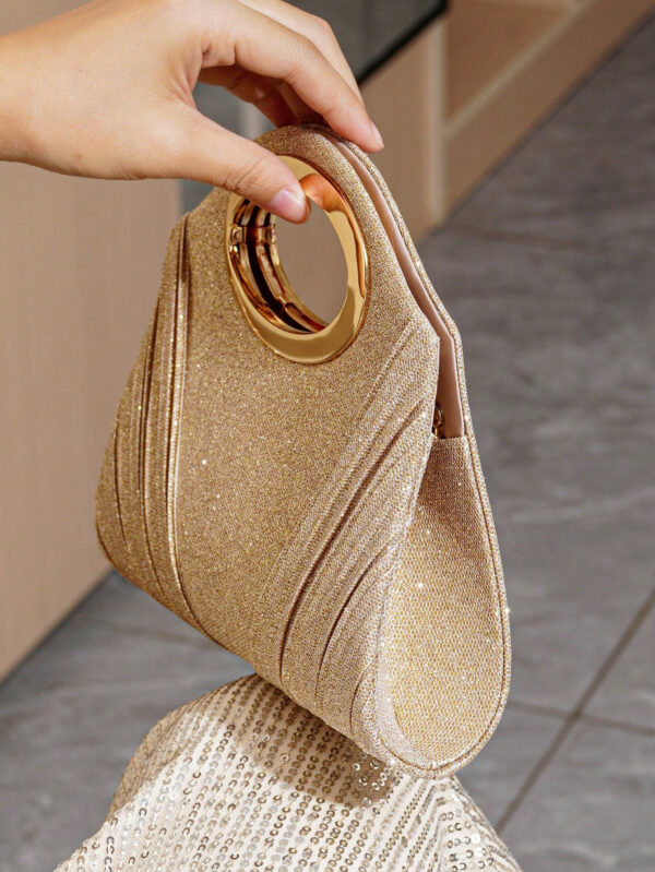 Sac seau léger, casual d'affaires avec décoration de strass. Sac mini à cordon coulissant. Sac transparent avec perle de faux, sac de soirée élégant et exquis. Luxe discret avec strass, parfait pour la fête, le dîner/banquet, la robe de fête de Noël, pour les filles, les femmes, les mariées – Image 7