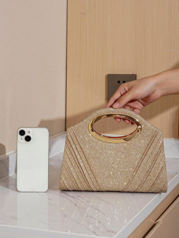 Sac seau léger, casual d'affaires avec décoration de strass. Sac mini à cordon coulissant. Sac transparent avec perle de faux, sac de soirée élégant et exquis. Luxe discret avec strass, parfait pour la fête, le dîner/banquet, la robe de fête de Noël, pour les filles, les femmes, les mariées – Image 14