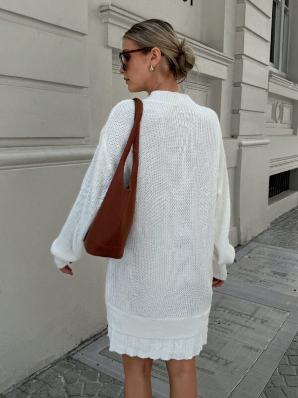 Robe pull plissée détaillée tressée pour femmes – Image 2