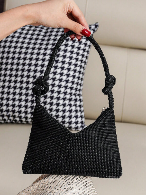 Sac à main mini scintillant avec strass, sac de soirée élégant pour femme pour fête, événement et banquet, sac parfaitement assorti avec les robes d'anniversaire pour femme, parfait pour la fête, le mariage, le bal de promo, le dîner/banquet, assorti avec la robe de soirée pour fête de vacances, robe du Nouvel An et robe pailletée, parfaitement assorti avec les robes de fête pour femme – Image 3