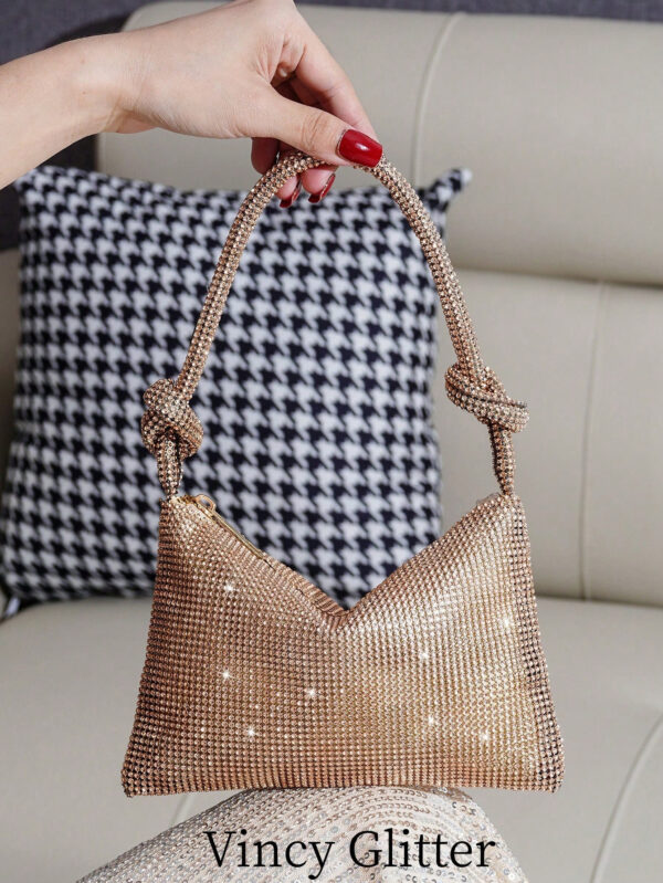 Sac à main mini scintillant avec strass, sac de soirée élégant pour femme pour fête, événement et banquet, sac parfaitement assorti avec les robes d'anniversaire pour femme, parfait pour la fête, le mariage, le bal de promo, le dîner/banquet, assorti avec la robe de soirée pour fête de vacances, robe du Nouvel An et robe pailletée, parfaitement assorti avec les robes de fête pour femme – Image 4