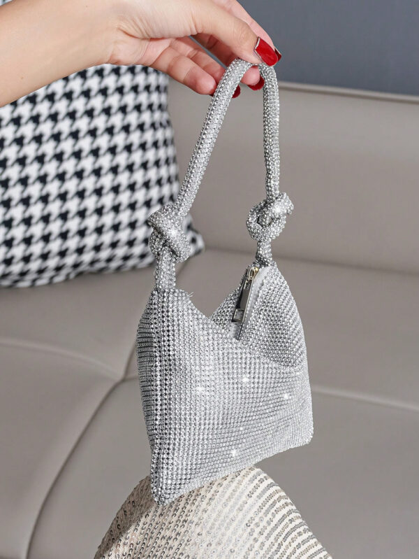 Sac à main mini scintillant avec strass, sac de soirée élégant pour femme pour fête, événement et banquet, sac parfaitement assorti avec les robes d'anniversaire pour femme, parfait pour la fête, le mariage, le bal de promo, le dîner/banquet, assorti avec la robe de soirée pour fête de vacances, robe du Nouvel An et robe pailletée, parfaitement assorti avec les robes de fête pour femme – Image 8