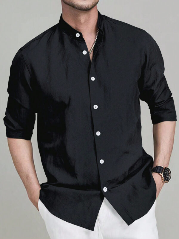 Manfinity Mode Chemise à manches longues unie pour homme dans un style d'affaires avec boutons