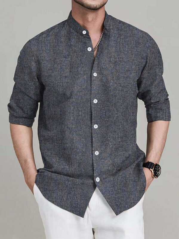 Manfinity Mode Chemise à manches longues unie pour homme dans un style d'affaires avec boutons – Image 2