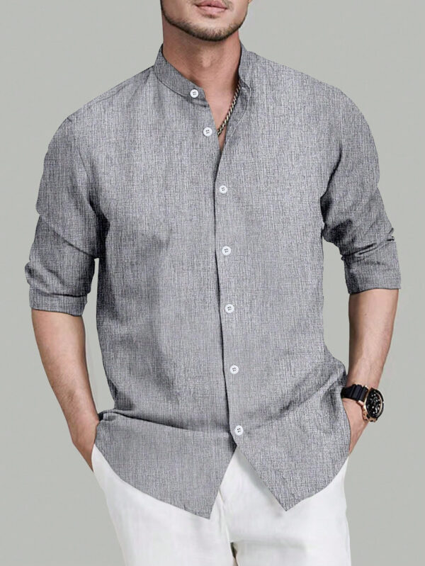 Manfinity Mode Chemise à manches longues unie pour homme dans un style d'affaires avec boutons – Image 3