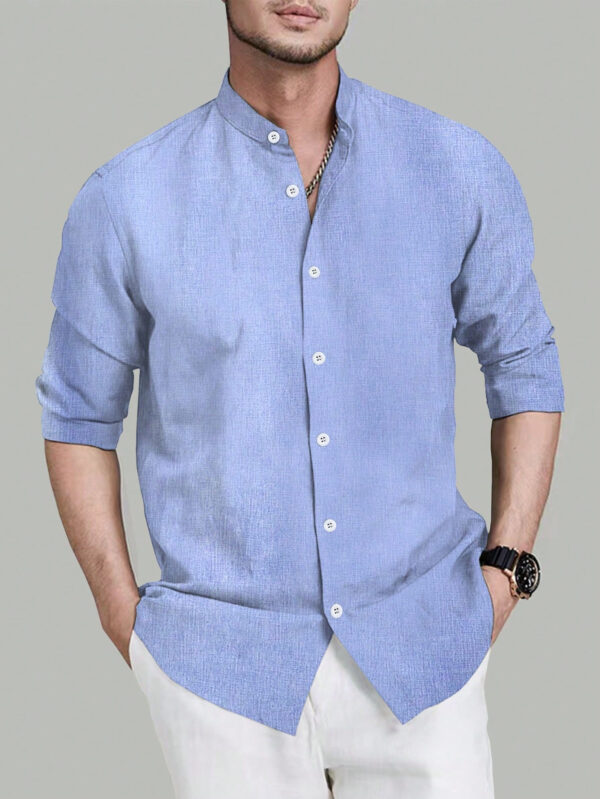 Manfinity Mode Chemise à manches longues unie pour homme dans un style d'affaires avec boutons – Image 4