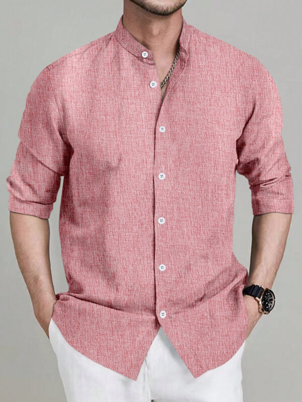Manfinity Mode Chemise à manches longues unie pour homme dans un style d'affaires avec boutons – Image 7