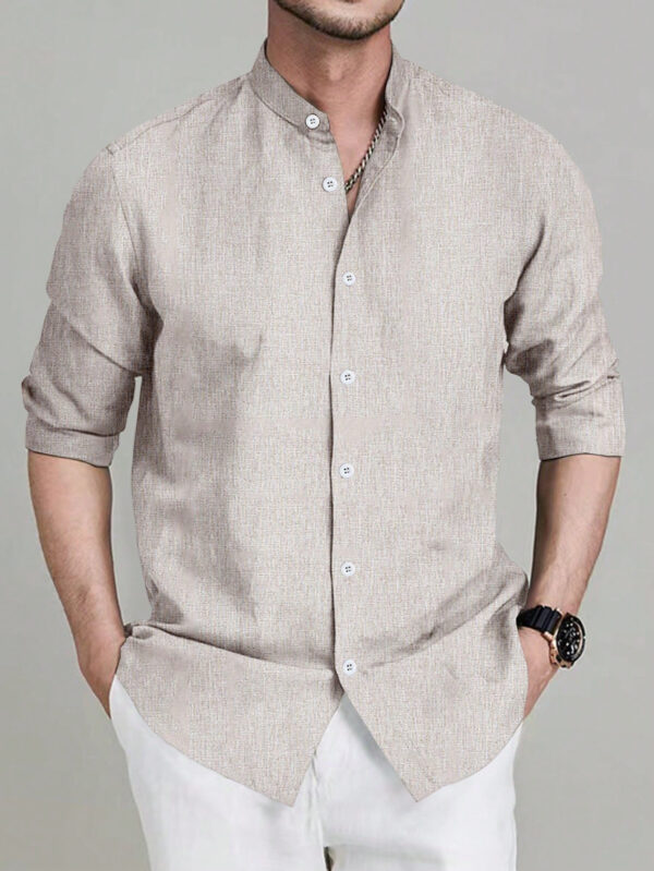 Manfinity Mode Chemise à manches longues unie pour homme dans un style d'affaires avec boutons – Image 8