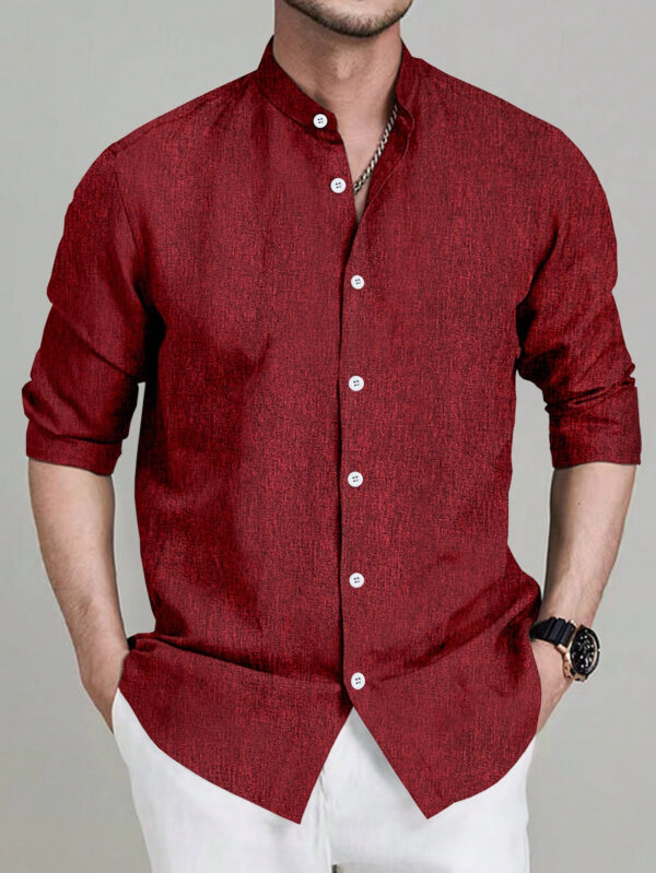 Manfinity Mode Chemise à manches longues unie pour homme dans un style d'affaires avec boutons – Image 9