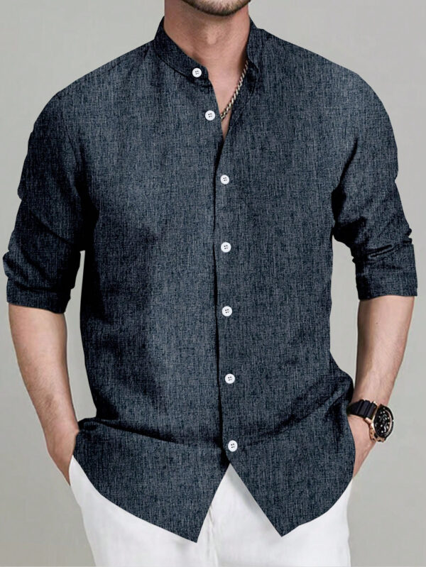 Manfinity Mode Chemise à manches longues unie pour homme dans un style d'affaires avec boutons – Image 10