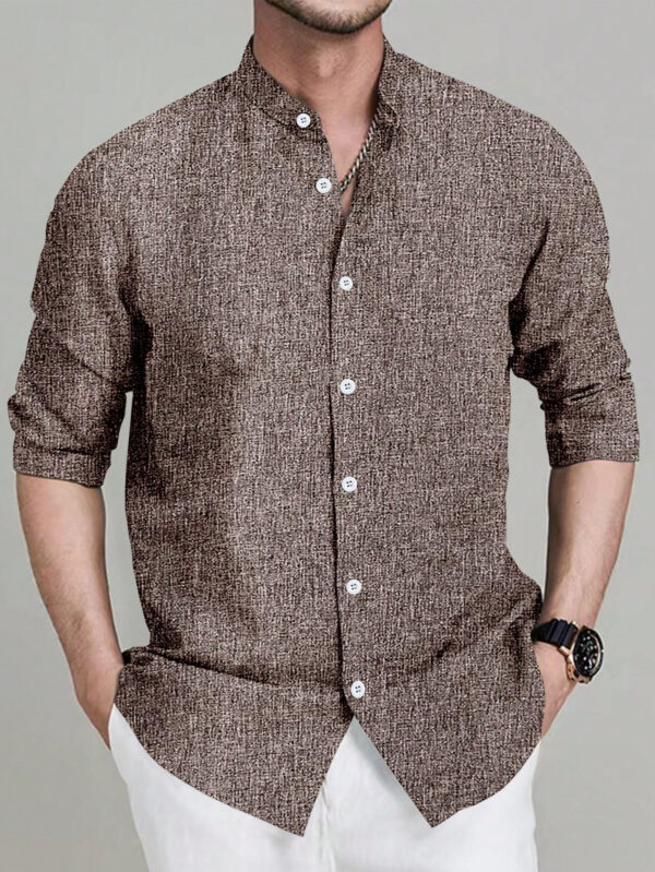 Manfinity Mode Chemise à manches longues unie pour homme dans un style d'affaires avec boutons – Image 11