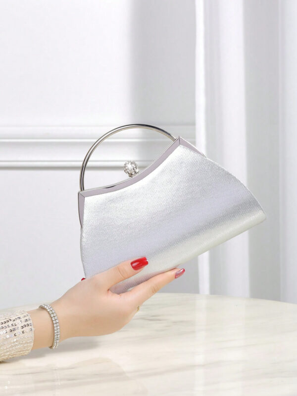 Brillant, Glamour, Élégante 1 pièce Sac de soirée plissé en métal décoré de strass, convient pour les fêtes, les mariages, les dîners, les banquets, idéal pour les filles et femmes pour les fêtes, les mariages, les bals, les dîners / banquets, meilleur cadeau pour les femmes – Image 10