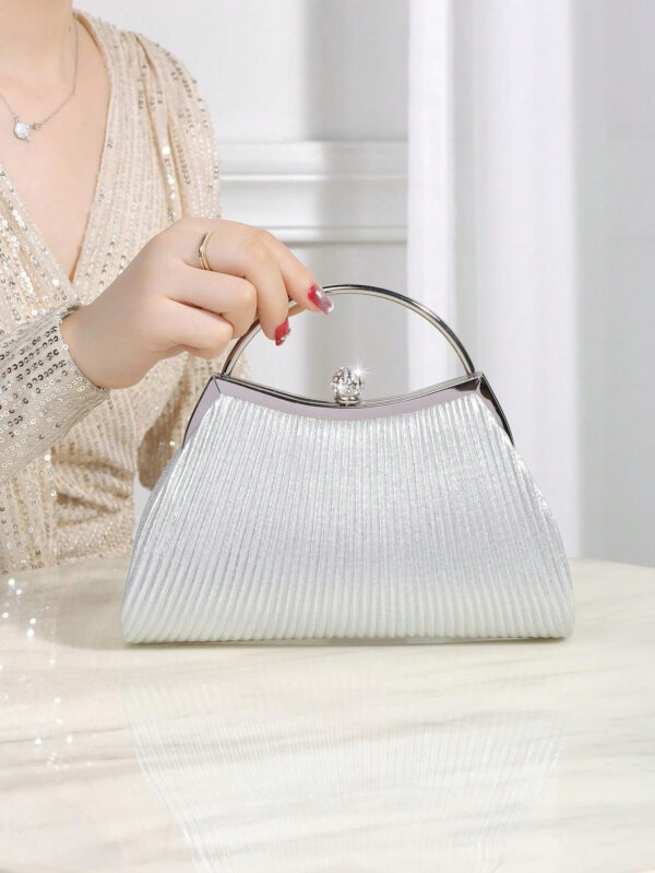 Brillant, Glamour, Élégante 1 pièce Sac de soirée plissé en métal décoré de strass, convient pour les fêtes, les mariages, les dîners, les banquets, idéal pour les filles et femmes pour les fêtes, les mariages, les bals, les dîners / banquets, meilleur cadeau pour les femmes – Image 11