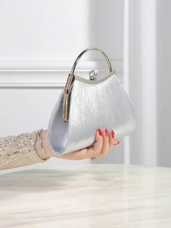 Brillant, Glamour, Élégante 1 pièce Sac de soirée plissé en métal décoré de strass, convient pour les fêtes, les mariages, les dîners, les banquets, idéal pour les filles et femmes pour les fêtes, les mariages, les bals, les dîners / banquets, meilleur cadeau pour les femmes – Image 12