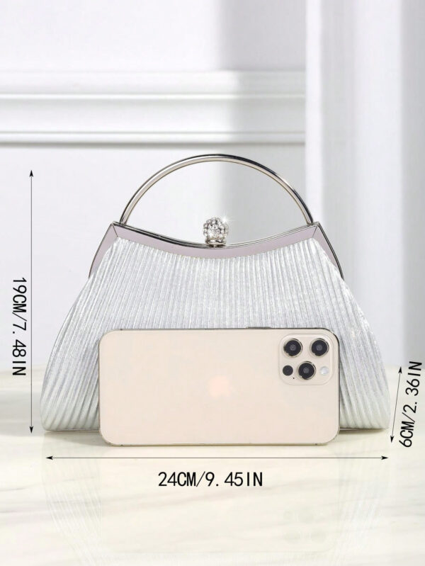 Brillant, Glamour, Élégante 1 pièce Sac de soirée plissé en métal décoré de strass, convient pour les fêtes, les mariages, les dîners, les banquets, idéal pour les filles et femmes pour les fêtes, les mariages, les bals, les dîners / banquets, meilleur cadeau pour les femmes – Image 16