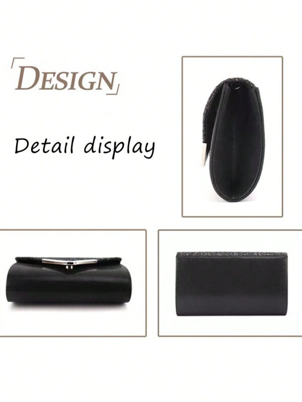 Sac seau léger, d'affaires et décontracté avec décoration de strass, design à cordon coulissant mini, sac transparent avec fausses perles. Sac de soirée glamour, élégant, exquis, de luxe discret avec strass, parfait pour les fêtes, les dîners/banquets, les robes de fête de Noël pour les femmes, les jeunes filles, les mariées. – Image 4
