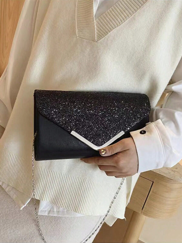 Sac seau léger, d'affaires et décontracté avec décoration de strass, design à cordon coulissant mini, sac transparent avec fausses perles. Sac de soirée glamour, élégant, exquis, de luxe discret avec strass, parfait pour les fêtes, les dîners/banquets, les robes de fête de Noël pour les femmes, les jeunes filles, les mariées. – Image 6