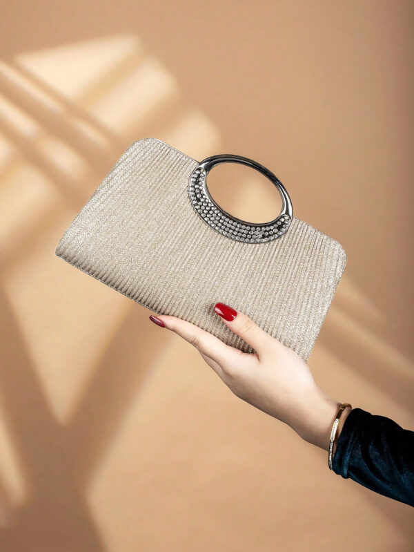 1 pièce Sac de soirée élégant métallique décoré de strass brillants et élégants, convient pour les fêtes, mariages, dîners et banquets des femmes. Sac de soirée parfait pour les fêtes, les mariages, les bals de promo et les dîners/banquets. Cadeau idéal pour les femmes