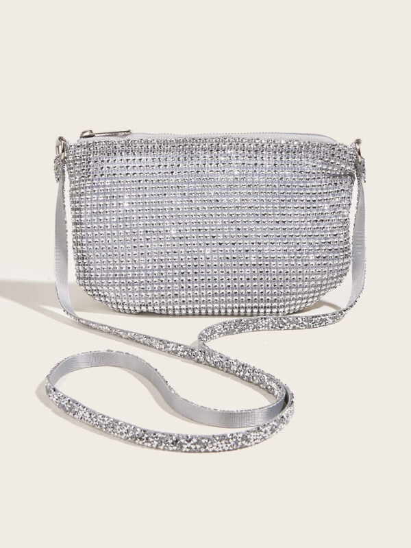 Sac à main à paillettes Vincy avec décoration étincelante en strass, peut être utilisé en bandoulière ou tenu à la main. Sac à main pour femmes à la mode et polyvalent – Image 5