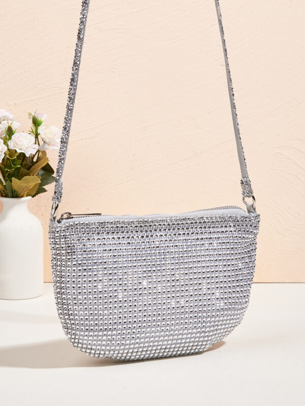 Sac à main à paillettes Vincy avec décoration étincelante en strass, peut être utilisé en bandoulière ou tenu à la main. Sac à main pour femmes à la mode et polyvalent – Image 8