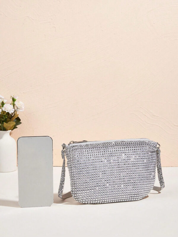 Sac à main à paillettes Vincy avec décoration étincelante en strass, peut être utilisé en bandoulière ou tenu à la main. Sac à main pour femmes à la mode et polyvalent – Image 12