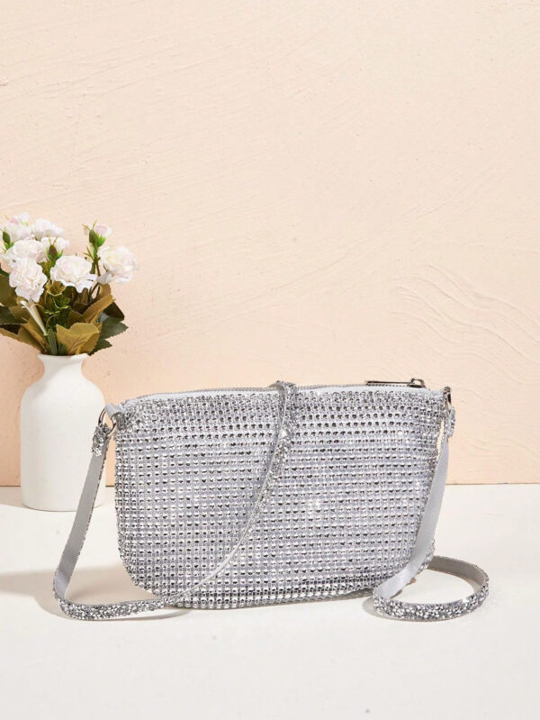 Sac à main à paillettes Vincy avec décoration étincelante en strass, peut être utilisé en bandoulière ou tenu à la main. Sac à main pour femmes à la mode et polyvalent – Image 14