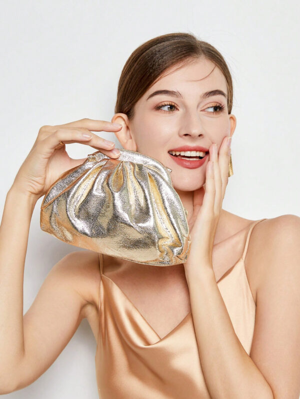 Sac Élégant De Soirée Pour Femmes De Couleur Unie Avec Fermeture Magnétique Et Bandoulière – Image 3