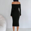 Robe Pull Col Bardot Côtelé – Image 2