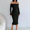 Robe Pull Col Bardot Côtelé – Image 4