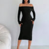 Robe Pull Col Bardot Côtelé – Image 5