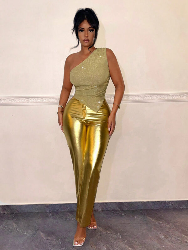SHEIN SXY Haut Asymétrique De Nouvel An Scintillant À Une Épaule Avec Ourlet Asymétrique – Image 6