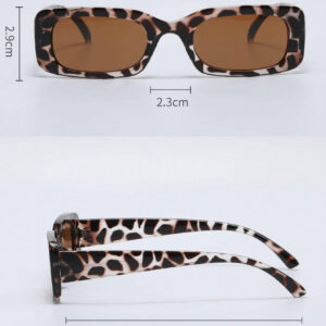 Lunettes de soleil en plastique rectangulaires vintage, style bohème à imprimé léopard. Accessoires de mode unisexes classiques pour les sorties, les voyages, la plage et les vacances. Protection UV. Accessoires de plage pour femmes. Lunettes de soleil de base s'assortissant aux chandails, jeans, pantalons de survêtement, sweats à capuche, vestes, robes et chemises à manches longues.