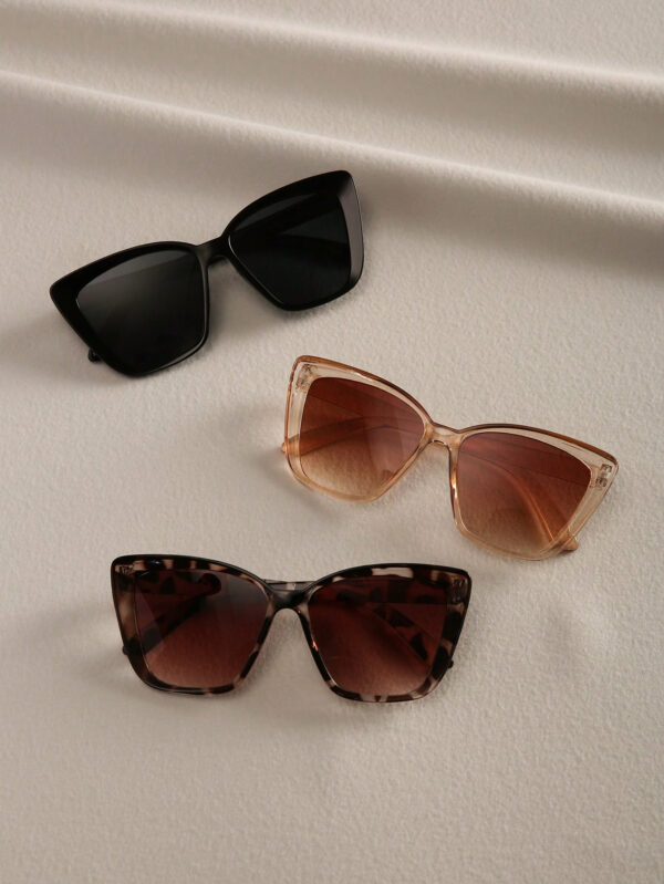 3 pièces élégantes lunettes de vue géométriques plates vintage en plastique, style bohème, pour femmes, convient pour les vacances à la plage en été, accessoires de plage pour femmes – Image 3