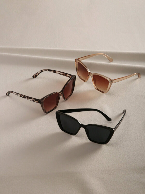 3 pièces élégantes lunettes de vue géométriques plates vintage en plastique, style bohème, pour femmes, convient pour les vacances à la plage en été, accessoires de plage pour femmes – Image 4