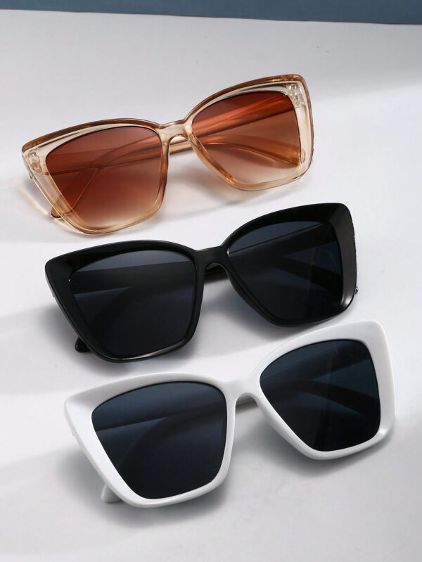 3 pièces élégantes lunettes de vue géométriques plates vintage en plastique, style bohème, pour femmes, convient pour les vacances à la plage en été, accessoires de plage pour femmes – Image 6