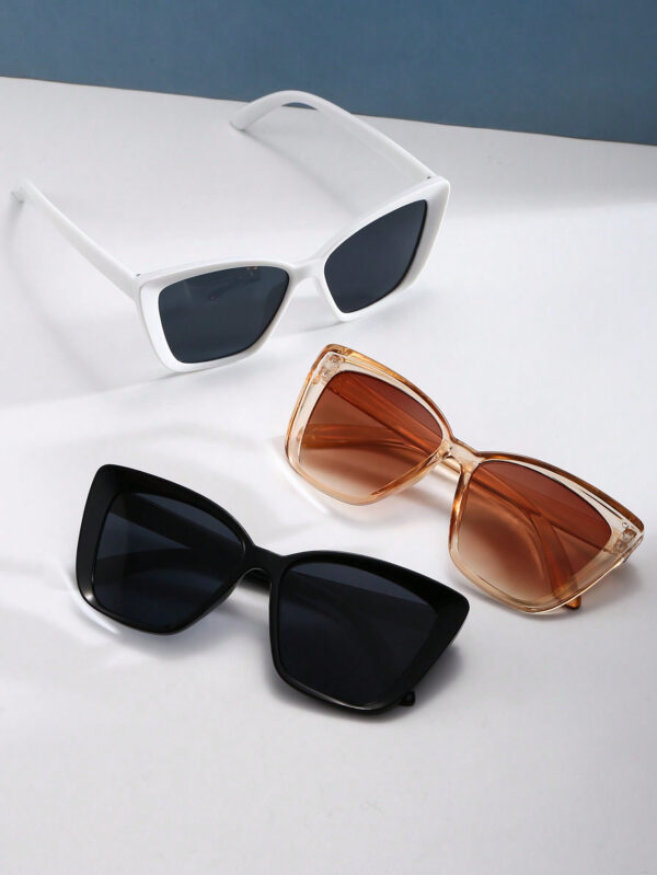 3 pièces élégantes lunettes de vue géométriques plates vintage en plastique, style bohème, pour femmes, convient pour les vacances à la plage en été, accessoires de plage pour femmes – Image 10